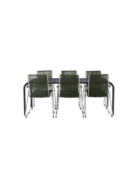 Matgrupp Borneo med Bois matstolar, 200 × 100 cm
