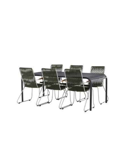 Matgrupp Borneo med Bois matstolar, 200 × 100 cm