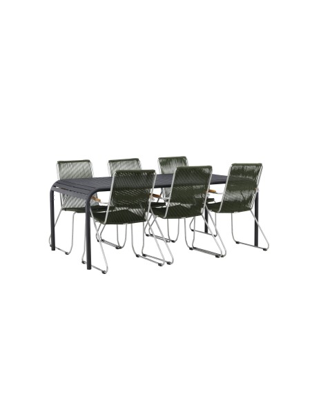 Matgrupp Borneo med Bois matstolar, 200 × 100 cm