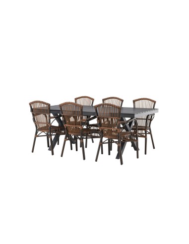Matgrupp Garcia med Galera matstolar, 200 × 100 cm