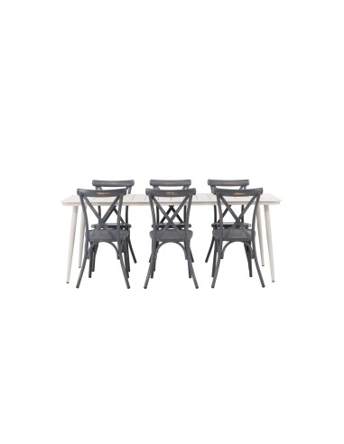 Matgrupp Lina med Tablas matstolar, 200 × 90 cm