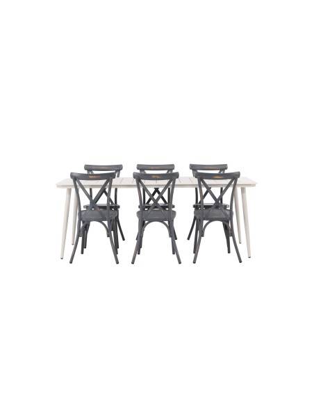 Matgrupp Lina med Tablas matstolar, 200 × 90 cm