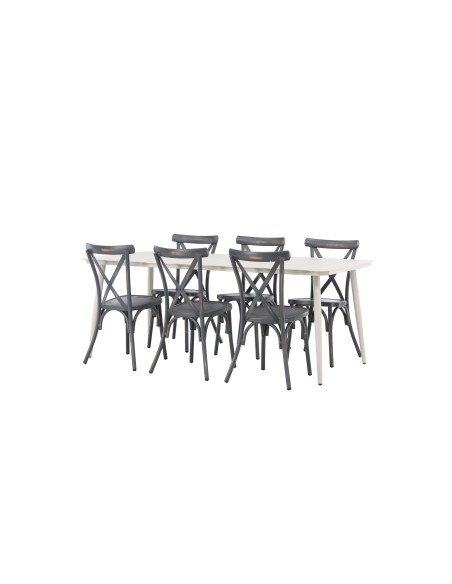 Matgrupp Lina med Tablas matstolar, 200 × 90 cm