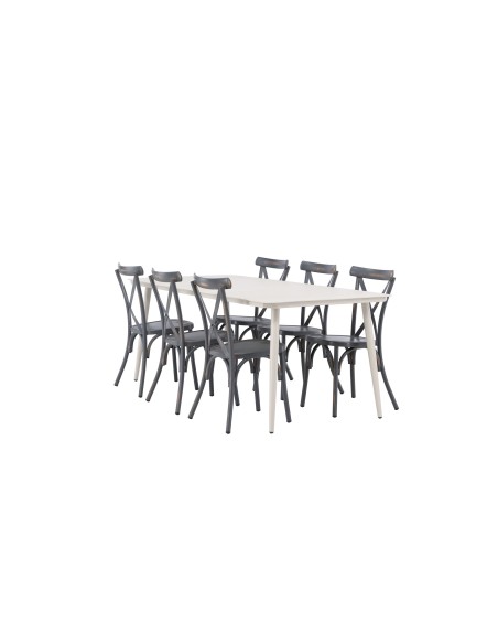Matgrupp Lina med Tablas matstolar, 200 × 90 cm