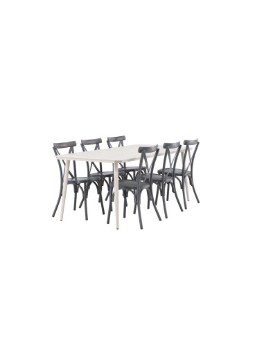 Matgrupp Lina med Tablas matstolar, 200 × 90 cm