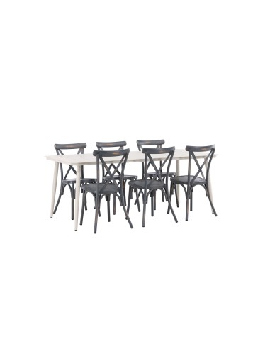 Matgrupp Lina med Tablas matstolar, 200 × 90 cm