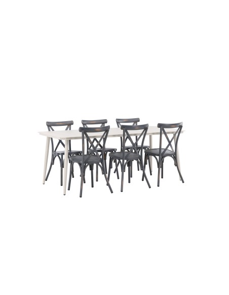 Matgrupp Lina med Tablas matstolar, 200 × 90 cm