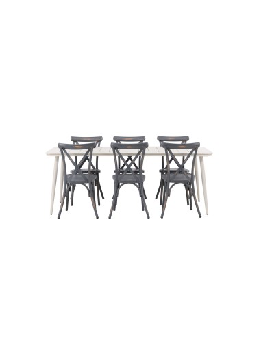 Matgrupp Lina med Tablas matstolar, 200 × 90 cm