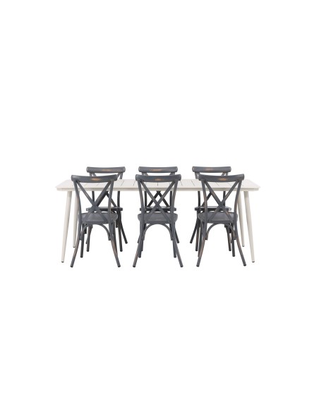 Matgrupp Lina med Tablas matstolar, 200 × 90 cm