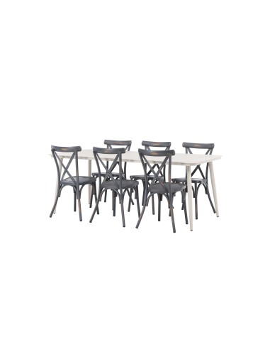 Matgrupp Lina med Tablas matstolar, 200 × 90 cm