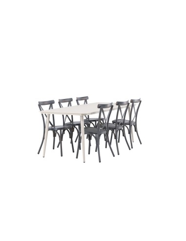 Matgrupp Lina med Tablas matstolar, 200 × 90 cm
