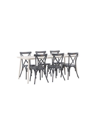 Matgrupp Lina med Tablas matstolar, 200 × 90 cm