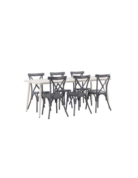 Matgrupp Lina med Tablas matstolar, 200 × 90 cm