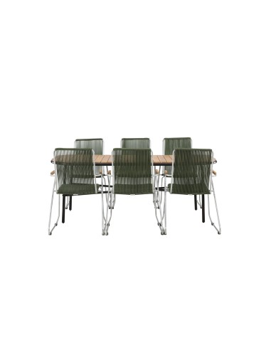 Matgrupp Holmbeck med Bois matstolar, 200 × 90 cm