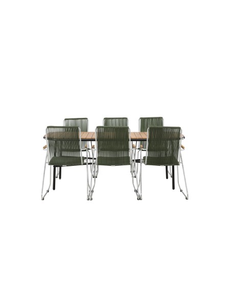 Matgrupp Holmbeck med Bois matstolar, 200 × 90 cm
