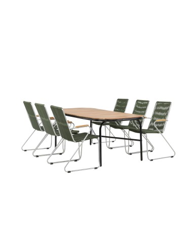 Matgrupp Holmbeck med Bois matstolar, 200 × 90 cm