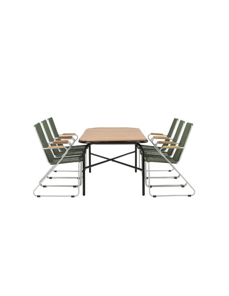 Matgrupp Holmbeck med Bois matstolar, 200 × 90 cm