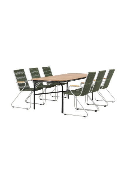 Matgrupp Holmbeck med Bois matstolar, 200 × 90 cm