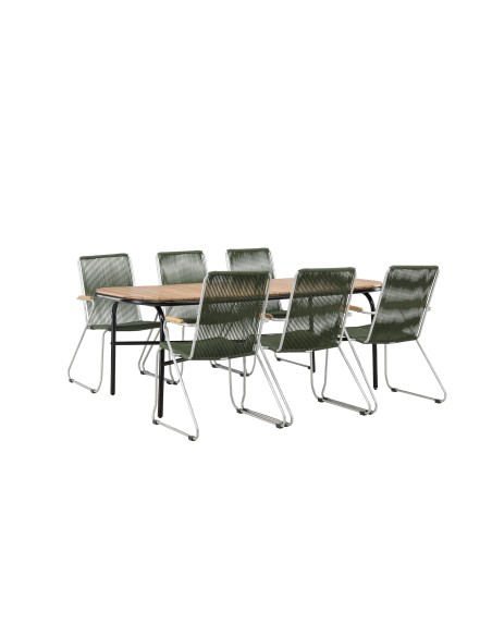 Matgrupp Holmbeck med Bois matstolar, 200 × 90 cm