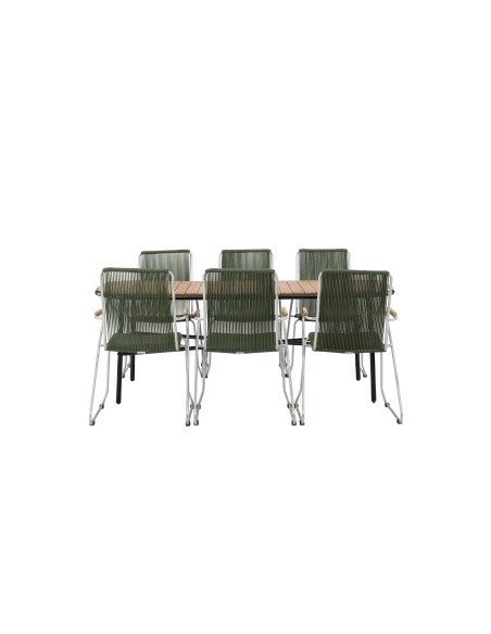 Matgrupp Holmbeck med Bois matstolar, 200 × 90 cm