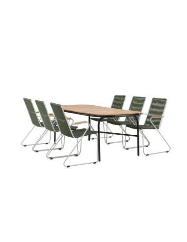 Matgrupp Holmbeck med Bois matstolar, 200 × 90 cm