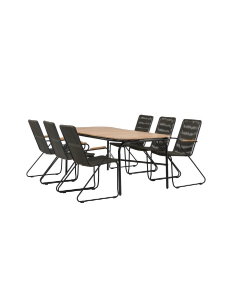 Matgrupp Holmbeck med Bois matstolar, 200 × 90 cm