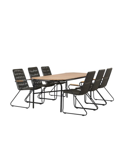Matgrupp Holmbeck med Bois matstolar, 200 × 90 cm