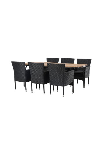 Matgrupp Holmbeck med Malina matstolar, 200 × 90 cm