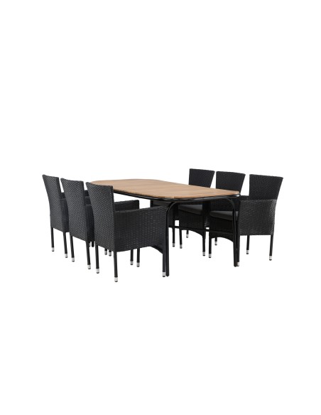 Matgrupp Holmbeck med Malina matstolar, 200 × 90 cm