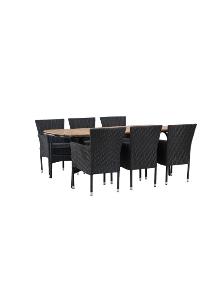 Matgrupp Holmbeck med Malina matstolar, 200 × 90 cm