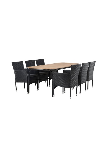 Matgrupp Holmbeck med Malina matstolar, 200 × 90 cm
