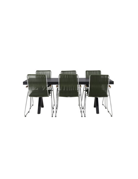 Matgrupp Garcia med Bois matstolar, 200 × 100 cm