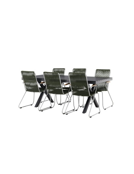 Matgrupp Garcia med Bois matstolar, 200 × 100 cm