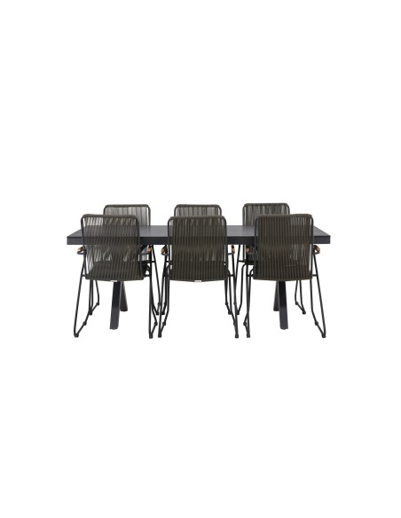 Matgrupp Garcia med Bois matstolar, 200 × 100 cm