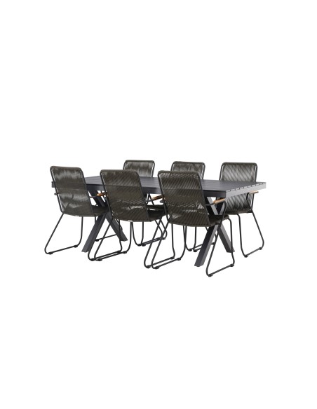 Matgrupp Garcia med Bois matstolar, 200 × 100 cm