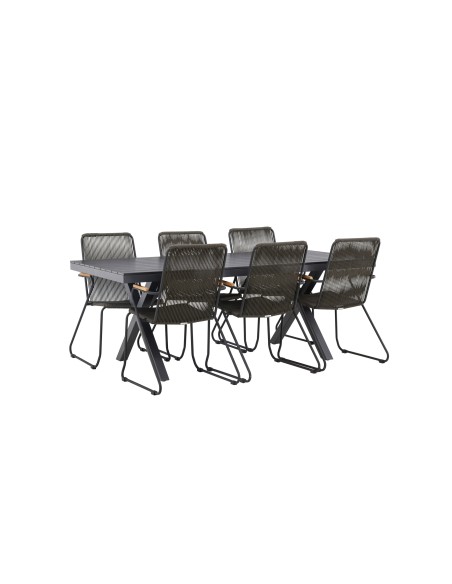 Matgrupp Garcia med Bois matstolar, 200 × 100 cm