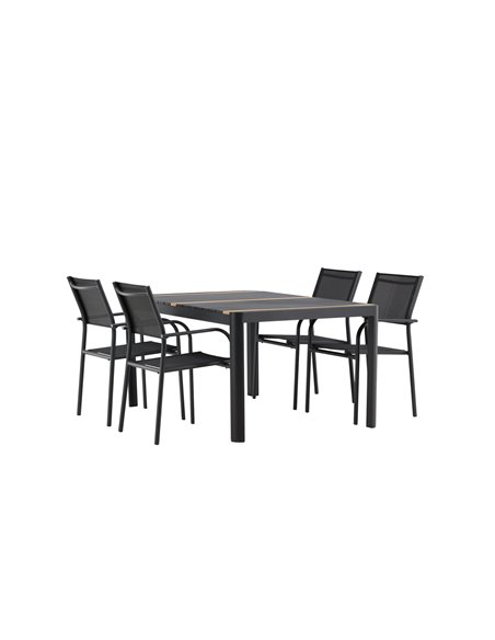 Matgrupp Togo med Santorini matstolar, 150 × 90 cm
