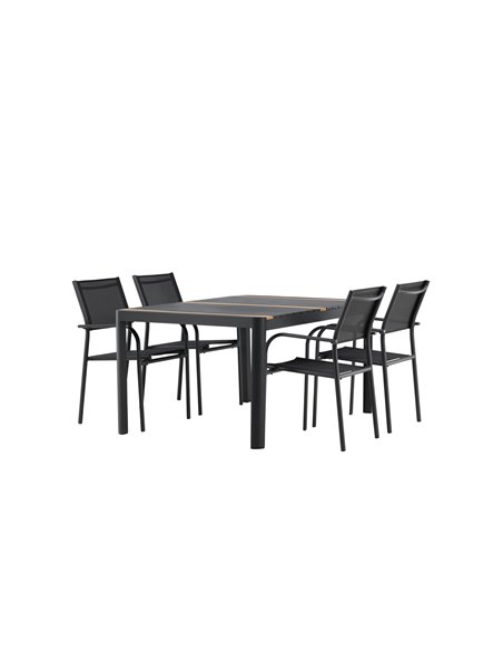 Matgrupp Togo med Santorini matstolar, 150 × 90 cm