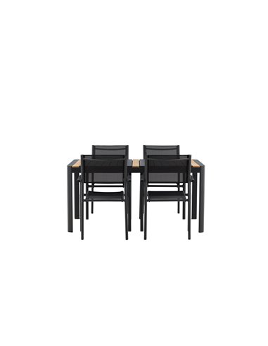 Matgrupp Togo med Santorini matstolar, 150 × 90 cm