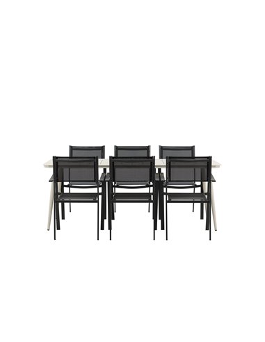 Matgrupp Lina med Copacabana matstolar, 200 × 90 cm