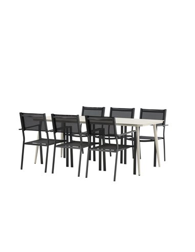 Matgrupp Lina med Copacabana matstolar, 200 × 90 cm