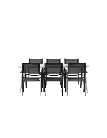 Matgrupp Lina med Copacabana matstolar, 200 × 90 cm