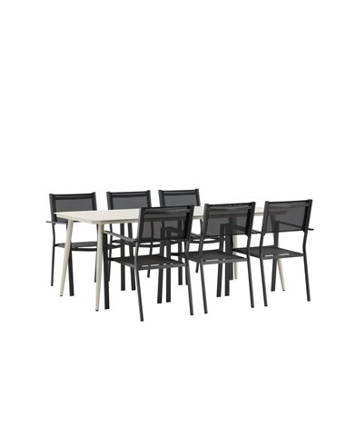 Matgrupp Lina med Copacabana matstolar, 200 × 90 cm