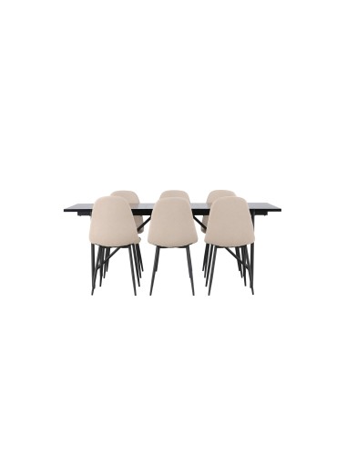 Matgrupp Astrid med Polar matstolar, 200 × 90 cm