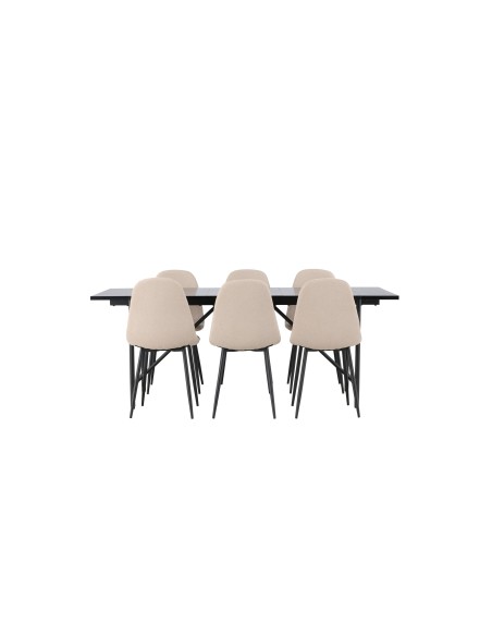 Matgrupp Astrid med Polar matstolar, 200 × 90 cm
