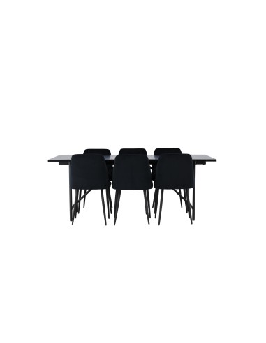 Matgrupp Astrid med Night matstolar, 200 × 90 cm