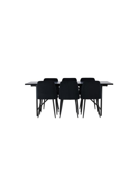 Matgrupp Astrid med Night matstolar, 200 × 90 cm