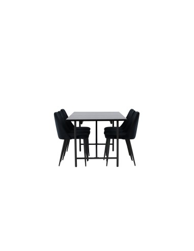 Matgrupp Astrid med Night matstolar, 200 × 90 cm