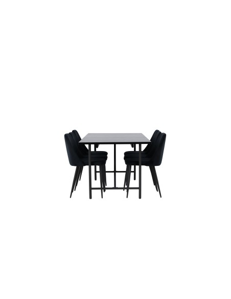 Matgrupp Astrid med Night matstolar, 200 × 90 cm