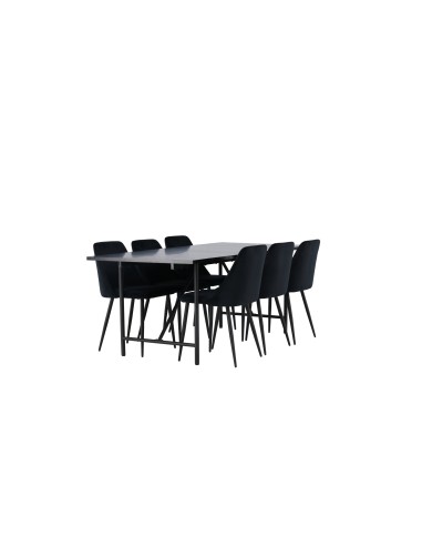 Matgrupp Astrid med Night matstolar, 200 × 90 cm